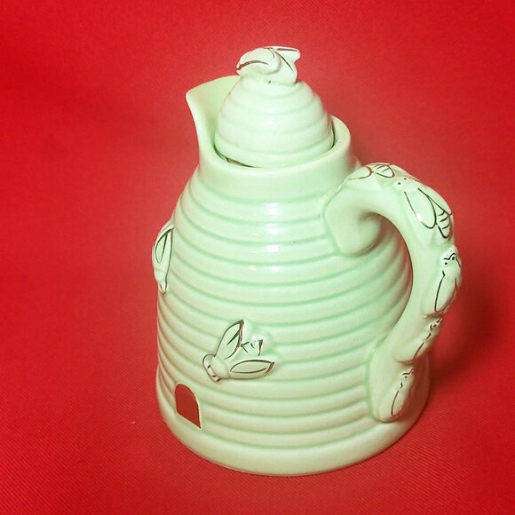 Vintage Green Beehive Honey Pot Ceramic with Lid - Picture 7 of 12
